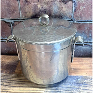 BW Buenilum Hammered Aluminum Ice Bucket 2 Handle Champagne Wine Holder Lid‎ MCM